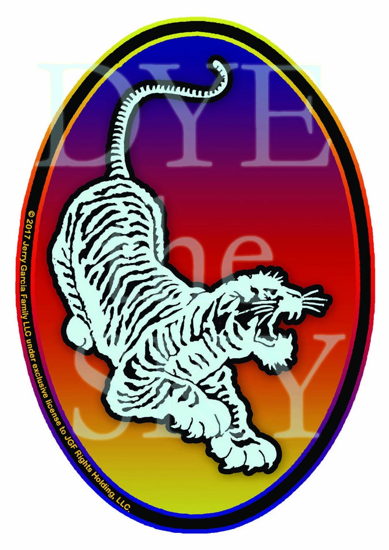 Jerry Garcia Tiger Guitar emblem Sticker. Grateful Dead, Car sticker, laptop sticker, colorful sticker, Bumper sticker, decal, slap image 1