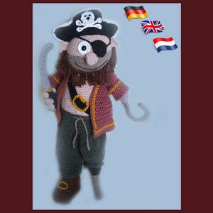 Captain Jack, Amigurumi doll crochet pattern, crocheted dolls pattern, amigurumi PDF pattern, Instant download