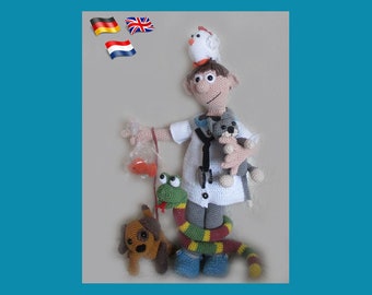 Vet Dennis, poupée Amigurumi, modèle de poupée au crochet, modèle PDF amigurumi Puppe, Téléchargement instantané, poupée amigurumi