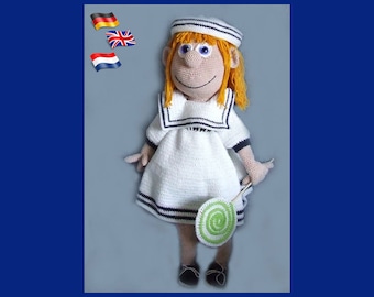 Sailor Girl, poupée Amigurumi, modèle de poupée au crochet, modèle PDF amigurumi Puppe, téléchargement immédiat, poupée amigurumi