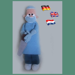 Surgeon Mad Marvin, Amigurumi doll crochet pattern, crocheted dolls pattern, amigurumi PDF pattern, Instant download