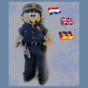 Officer Mike, Amigurumi doll crochet pattern, crocheted dolls pattern, amigurumi PDF pattern, Instant download