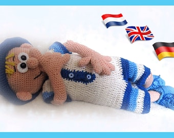 Jestem prawdziwym chłopcem, lalka Amigurumi, wzór lalki szydełkowej, wzór PDF amigurumi Puppe, natychmiastowe pobieranie, lalka amigurumi