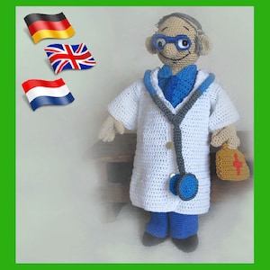 Doctor Bernhard, Amigurumi doll crochet pattern, crocheted dolls pattern, amigurumi PDF pattern, Instant download