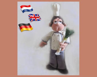 Masterchef Gaston, lalka amigurumi, wzór lalki szydełkowej, wzór amigurumi Puppe PDF, natychmiastowe pobieranie, lalka amigurumi, wzór szydełkowy