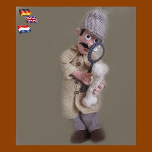 Detective Ed Bone,  Amigurumi doll crochet pattern, crochet doll pattern, amigurumi PDF pattern, Instant download