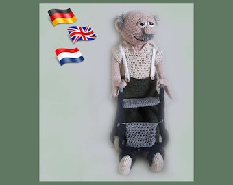 Grandpa Frank, Amigurumi doll crochet pattern, crocheted dolls pattern, amigurumi PDF pattern, Instant download