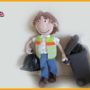 Garbage Man Garry,  Amigurumi doll crochet pattern, crochet doll pattern, amigurumi PDF pattern, Instant download