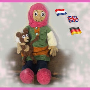 Little muslim Aïsha, Amigurumi doll crochet pattern, crocheted dolls pattern, amigurumi PDF pattern, Instant download image 1