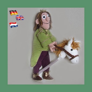 Crochet your own Prince Charming on a white horse,  Amigurumi doll crochet pattern, crochet doll, amigurumi PDF pattern, Instant download