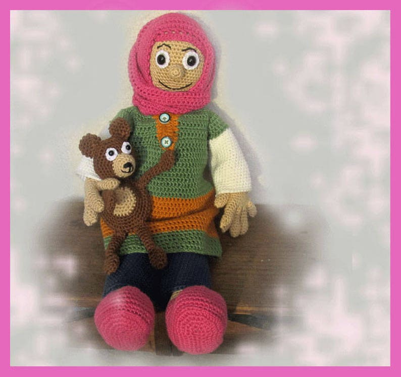 Little muslim Aïsha, Amigurumi doll crochet pattern, crocheted dolls pattern, amigurumi PDF pattern, Instant download image 4