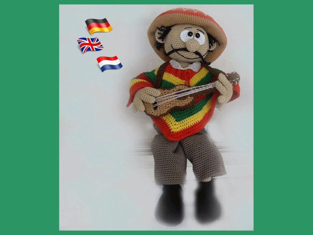 Mexican Hernando, Amigurumi Doll Crochet Pattern, Crocheted Dolls