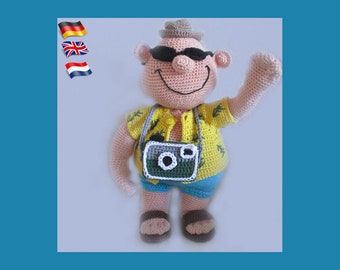 Tourist Tony, Amigurumi doll crochet pattern, crochet doll pattern, amigurumi PDF pattern, Instant download