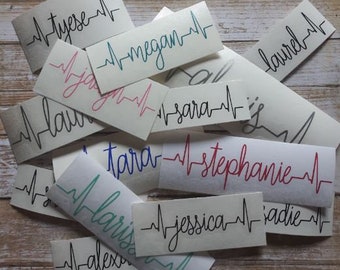 EKG decal, personalized EKG decal. nurse decal, nursing student, gift for nurse, nurse gift, EKG sticker,