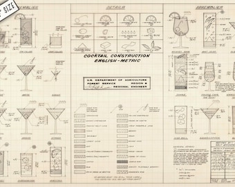 WITH GRID - Cocktail Construction Chart - Dept of Agriculture - Forest Service - From US Archives