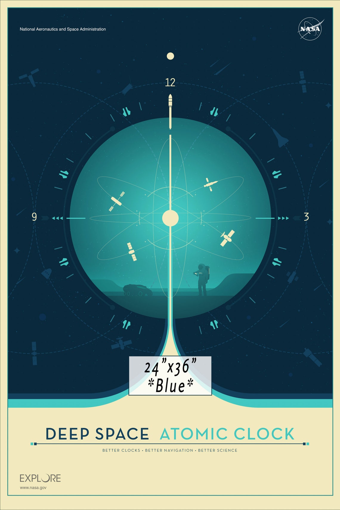Clock Jpl NASA / JPL Deep Space Atomic Clock Poster Series | Etsy