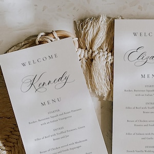 Calligraphy Monogram Guest Name Menu Template, Elegant Initials Wedding Place Card Menu, 4 X 9 Menu Card, Menu Editable Template, SN080_GNM