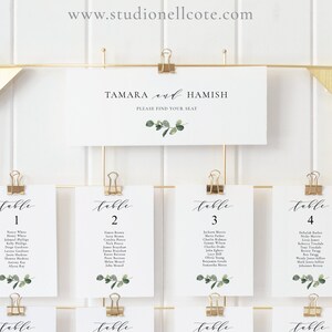 Eucalyptus Seating Chart Card Template - Greenery Seating Card Template, Alphabetical Seating Sign, Studio Nellcote DIY - SN014F_SCC