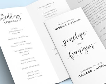 Gold Tri Fold Wedding Program Triple Fold Template Catholic Etsy