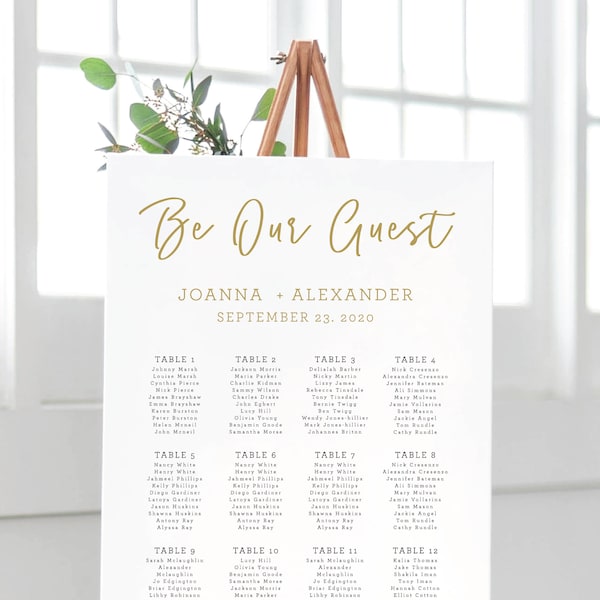 Gold Seating Chart - Be Our Guest, Printable Seating Chart, Studio Nellcote DIY - SN012_SCG