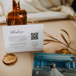 Calligraphy Double-sided Photo Thank You Card Editable Template, QR Code Wedding Photo Link, Custom Thank You, Classic Thank You, SN029_WTYQ