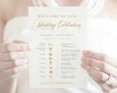 Gold Wedding Timeline-100% Editable-Icon Timeline-Editable Timeline-Wedding Schedule-Order of Events-Wedding Day Timeline-Templett-SN024_TLG