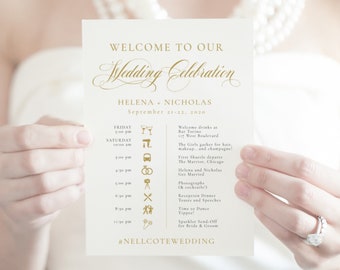 Gold Wedding Timeline-100% Editable-Icon Timeline-Editable Timeline-Wedding Schedule-Order of Events-Wedding Day Timeline-Templett-SN024_TLG