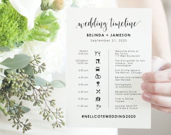 Wedding Timeline - Wedding Schedule with Icons, Studio Nellcote DIY - SN022_TL