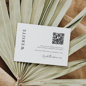 Wedding Website Insert Card with QR Code, Bold Luxe Printable Enclosure Card, Insert Template, Wedding Information Card, SN091_WIQ