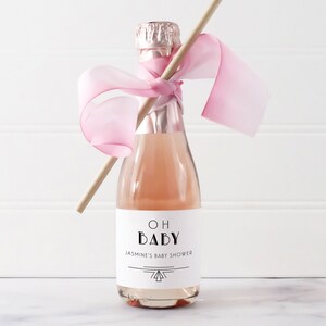 Oh Baby! Art Deco champagne bottle labels, Gatsby Baby shower favor stickers, Baby Fizz Label Template, Printable Baby Shower, SN200_MF