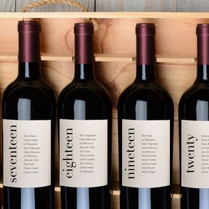 Modern Bold Wine Label Seating Plan, Wedding Table Label, Table Allocation Label, Wine Label Seating Chart, Minimalist Wine Chart,SN095B_WSC