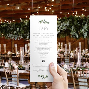 Eucalyptus I Spy Wedding Game Template, Greenery Hashtag Game, Wedding Scavenger Game, Wedding Games, Reception Game, Photo Hunt, SN014F_IS image 1