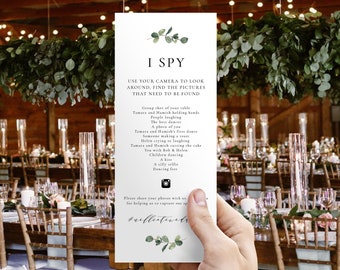 Eucalyptus I Spy Wedding Game Template, Greenery Hashtag Game, Wedding Scavenger Game, Wedding Games, Reception Game, Photo Hunt, SN014F_IS