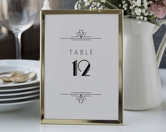 Art Deco Table Numbers, Great Gatsby Table Number Signs, Jazz Age Table Cards Template, Roaring 20s Wedding Decor, 5 x 7, 4 x 6, SN200_TN