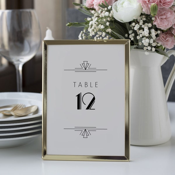 Art Deco Table Numbers, Great Gatsby Table Number Signs, Jazz Age Table Cards Template, Roaring 20s Wedding Decor, 5 x 7, 4 x 6, SN200_TN