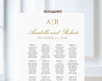 Gold Monogram Seating Chart - Alphabetical Seating Sign, Studio Nellcote DIY - SN017_SCG