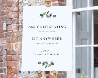 no assigned seating wedding sign Open Seating Sign - Choose a seat not a side, Sit Anywhere Sign, Assigned Seating is not our style, Studio Nellcote DIY - SN014F_IM
