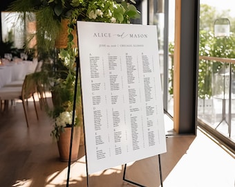 Alphabetical Seating Chart Template, Classic Minimalist Seating Alphabetized, Please Find Your Seat, Editable Sign Templett, SN105_SCA