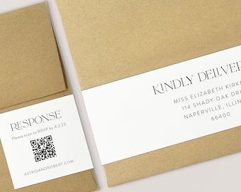 Modern Luxe RSVP with QR Code Wraparound Envelope Label Template, Wedding Wrap around, Link to RSVP, Modern Address Labels, SN099_WLQ