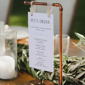 Luxury Vintage Drinks Menu Template, Let's Drink Menu, Art Deco Bar Menu, Serif Hollywood Wine List, Printable Beverages Template, SN060_DM