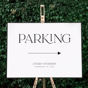 Wedding Parking This Way Sign, Modern Luxe Directional Sign, Reception Parking Sign, Park Directional sign, Wedding Parking Arrow-SN099_WPS