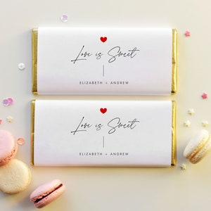 Modern Heart Chocolate Bar Wrapper Template, Minimalist Love is Sweet Label, Chocolate Wraparound, Wedding Bridal Shower Favor, SN090H_CW