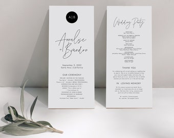 Minimalist Wedding Program Template-  Ceremony Program, Order of Service, Studio Nellcote DIY - Templett-SN009_P