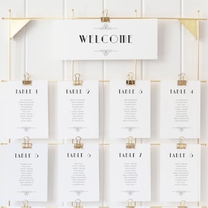 Art Deco Seating Card Chart, Gatsby Wedding Seating Cards, Editable Seating, Printable Seating Card Template, DIY Table Cards, SN200_SCT