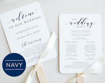 wedding program fan etsy