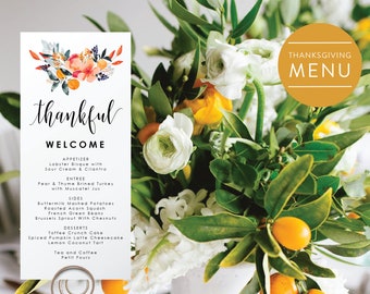 thanksgiving place card seating card thankful instant etsy