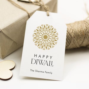 Gold Happy Diwali Gift Tags, Editable Deepawali Gift Tags, Diwali Rangoli Tag, Mehndi Gift Tag, Indian Festival of Lights Holiday, SN099_HGT