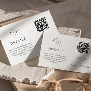 Calligraphy Monogram Wedding Details QR Code Insert Card, Scan Enclosure, Accommodation, Transport, Ceremony Information Enclosure, SN080_DQ