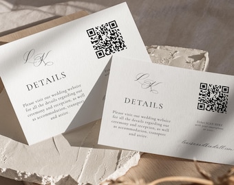 Calligraphy Monogram Wedding Details QR Code Insert Card, Scan Enclosure, Accommodation, Transport, Ceremony Information Enclosure, SN080_DQ
