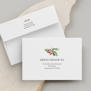 Weihnachten Holly Umschläge, sofortiger Download, schicke minimalistische DIY Adressvorlage, Urlaub druckbare Karte Umschlag Adressierung, SN250C_EC